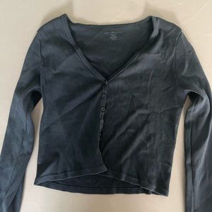 Brandy Melville navy button down, long sleeved tee